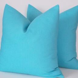 Set Of 2/Turquoise Pillow Cover, Cotton Canvas Blend Turquoise, Throw Pillows - thumbnail 3