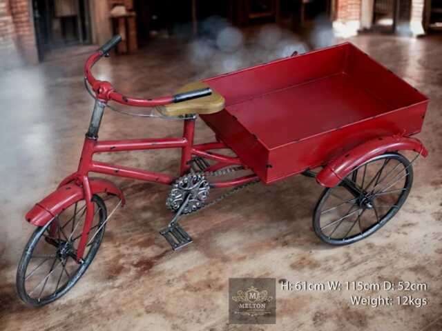 Vintage Style Red Mini Tricycle Ornament Show Piece Venue Restaurant Market Home - image 1
