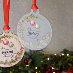 Personalised Family Name Bauble - Add Your Own Newly Wed Xmas Gift Present Tree Decoration Decor New Baby Babys 1st - thumbnail 3