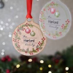 Personalised Family Name Bauble - Add Your Own Newly Wed Xmas Gift Present Tree Decoration Decor New Baby Babys 1st - thumbnail 4