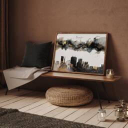 Birmingham Skyline Black & Gold Wall Art Print - England UK United Kingdom - thumbnail 2