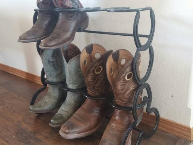 Horseshoe Boot Rack, Mudroom Storage, Cowboy Holder, Entryway Organizer & Shoe New Home Gift For Men, Decor, Country - image 1