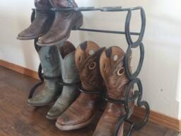 Horseshoe Boot Rack, Mudroom Storage, Cowboy Holder, Entryway Organizer & Shoe New Home Gift For Men, Decor, Country - thumbnail 1