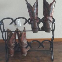 Horseshoe Boot Rack, Mudroom Storage, Cowboy Holder, Entryway Organizer & Shoe New Home Gift For Men, Decor, Country - thumbnail 2
