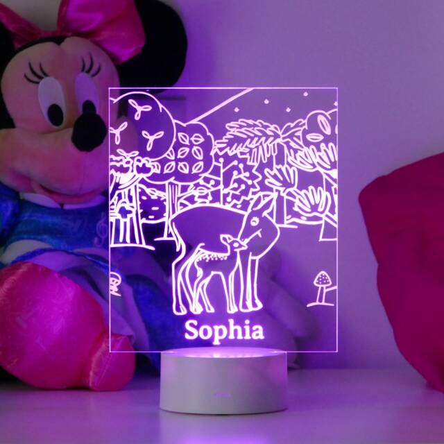 Personalised Woodlands Theme Night Light - Kids Bedroom Decor Baby Gifts Lights - image 1