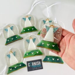 Fused Glass Angel Snowglobe Christmas Memorial Ornament - Cornish Fused - thumbnail 3