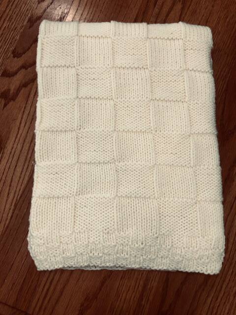 Antique White, Hand Knitted Baby Blanket, Also in A Variety Of Colors. Made To Order - image 1