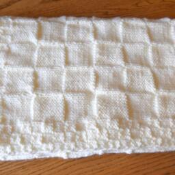 Antique White, Hand Knitted Baby Blanket, Also in A Variety Of Colors. Made To Order - thumbnail 2