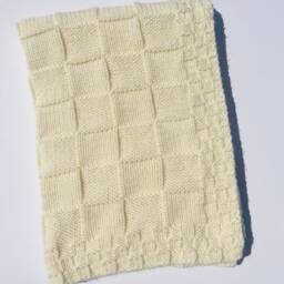 Antique White, Hand Knitted Baby Blanket, Also in A Variety Of Colors. Made To Order - thumbnail 3