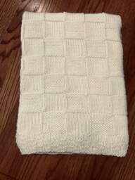 Antique White, Hand Knitted Baby Blanket, Also in A Variety Of Colors. Made To Order - thumbnail 1
