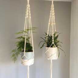 Ceiling Plant Hanger Indoor, Macrame Hanging Wall Planter, Hanging, Lover Gifts, Eco Friendly Bead Flower Pot Holder - thumbnail 2