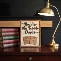 Personalized Anniversary Gift For Book Lovers You Are My Favorite Chapter Wooden Wall Art Custom Library Card Sign Wedding Couple - thumbnail 2