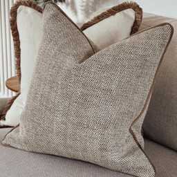 Textured Beige Cushion Cover Bespoke, Throw Pillow Cover - Oakly Beige - thumbnail 4