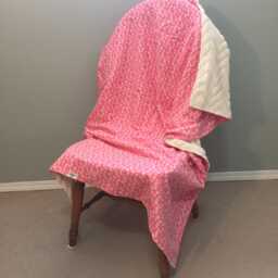Pink Floral Minky Baby Blanket, Reversible Girl Blanket - thumbnail 2