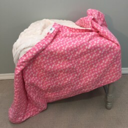 Pink Floral Minky Baby Blanket, Reversible Girl Blanket - thumbnail 3