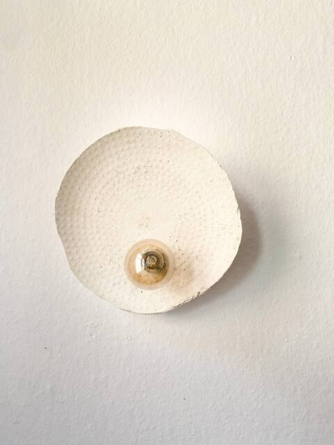Komo Handmade Paper Clay Wall Lamp - Modern Wabi Sabi Sconce - image 1