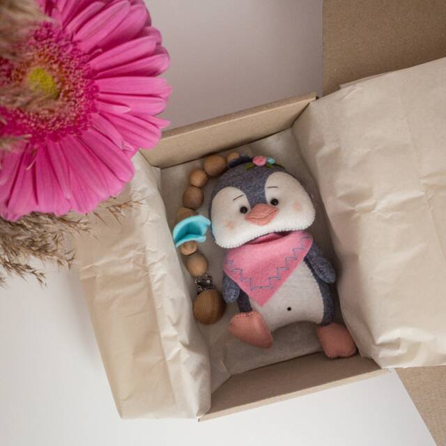 Baby Stroller Toy, Stroller Accessories, Animal Pram Rattle, Hanging Penguin Car Seat Toy - image 1