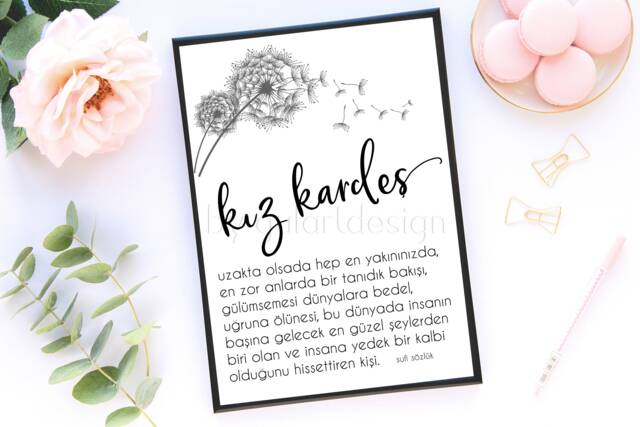 Kiz Kardes, Gift For Sister, Islamic Gifts, Wall Art, Birthday Gift Sister