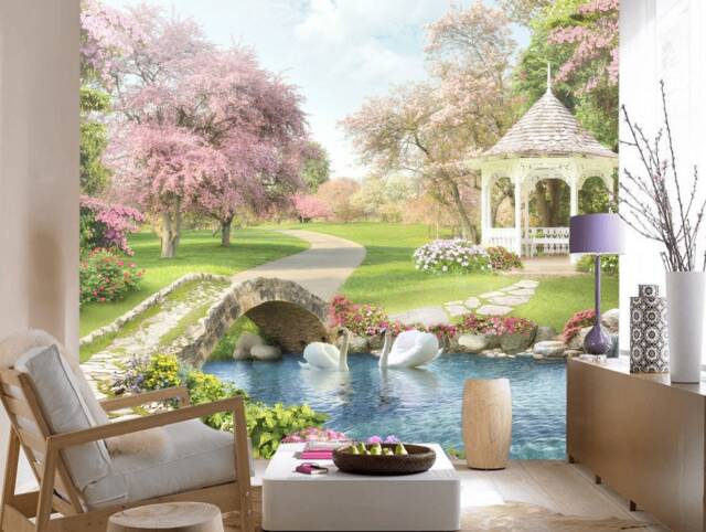 Blooming Garden Vinyl Wallpaper Princess Park Wall Decor - image 1