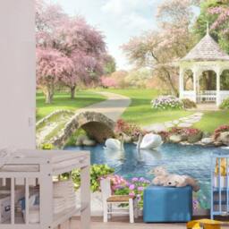 Blooming Garden Vinyl Wallpaper Princess Park Wall Decor - thumbnail 2