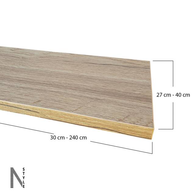 27cm , 30cm , 33cm, 35cm, 37cm, 40cm Deep Wall Shelves. Old Oak Colour. Various Lengths & Depths Or Customer Size - image 1