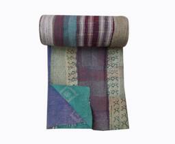 Vintage Kantha Quilt Handmade Indian Bedspread
