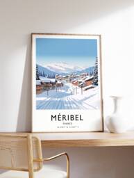 Meribel France Ski Poster Modern Travel Art Print - thumbnail 1
