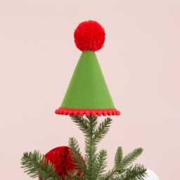 Elf Hat Tree Topper - Christmas Decorations Alternative Star Family Red Green Gift Ideas - thumbnail 1