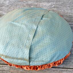 Bohemian Handmade By Me Liberty & Rusty Velvet Pillow Adorned With Dyed Cotton Guipure Lace - thumbnail 3