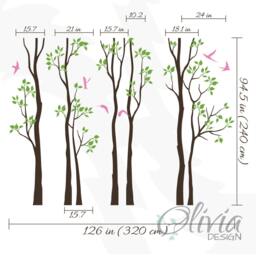 Set Of Large Birch Trees With Flying Birds Nursery Decoration For Your Baby Room - Nursery Wall Tree Mural Decoration Nt039 - thumbnail 3