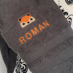 Fox Head Towel - Personalised Face Cloth/Hand Bath = Embroidered - thumbnail 3