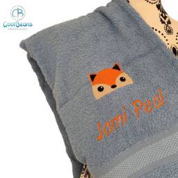 Fox Head Towel - Personalised Face Cloth/Hand Bath = Embroidered - thumbnail 1