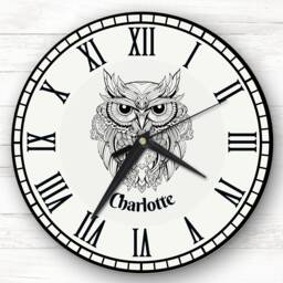 Black Owl Vintage Retro Personalised Gift Clock - thumbnail 1