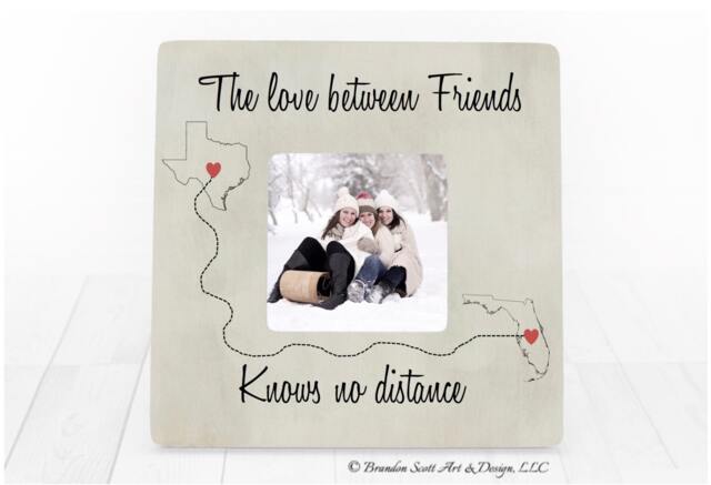 Personalized Long Distance Friendship Picture Frame States Design - image 1