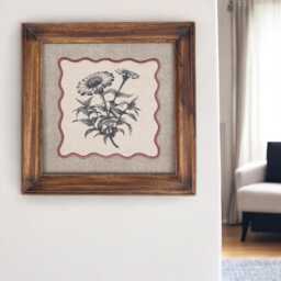 Botanical Wall Art, Daisy Motif With Wooden Frame, 12x12 Inches - thumbnail 2
