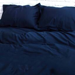 100% Cotton Sateen Pillowcase in Dark Blue. Handmade Pillow Case Organic Slip Cover Natural Custom Sham European Us Sizes - thumbnail 4