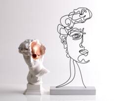 Handmade Wire David Bust Sculpture Metal Art Shelf Decor