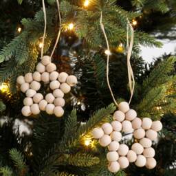 Wooden Bead Ornament, Star Wood Beaded Decor, Christmas Star, Ornaments - thumbnail 3