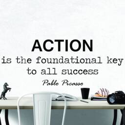 Pablo Picasso Action Inspirational Motivational Wall Decal Quote Art Inspired Focus Positive Home Room Decor Encouragement 42x16 In - thumbnail 1