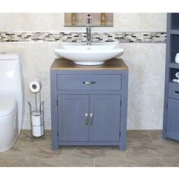 Bathroom Vanity Grey Painted Wood Wash Stand & Ceramic Basin Set 502Gcb016 - thumbnail 1