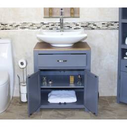 Bathroom Vanity Grey Painted Wood Wash Stand & Ceramic Basin Set 502Gcb016 - thumbnail 3