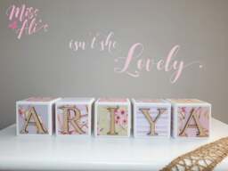 Personalised Wooden Name Blocks Woodland - Baby Name Blocks Keepsake Gift - thumbnail 1