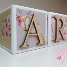 Personalised Wooden Name Blocks Woodland - Baby Name Blocks Keepsake Gift - thumbnail 2