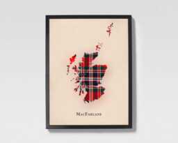 Clan Macfarlane Scottish Tartan Map - Of Scotland Family Wall Decor, Ready To Hang - thumbnail 1