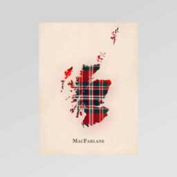 Clan Macfarlane Scottish Tartan Map - Of Scotland Family Wall Decor, Ready To Hang - thumbnail 2