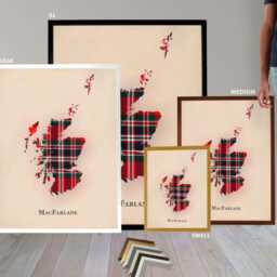 Clan Macfarlane Scottish Tartan Map - Of Scotland Family Wall Decor, Ready To Hang - thumbnail 3