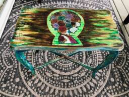 Soldexample Piecehand Painted Table Bohemian Girl Vintage Accent