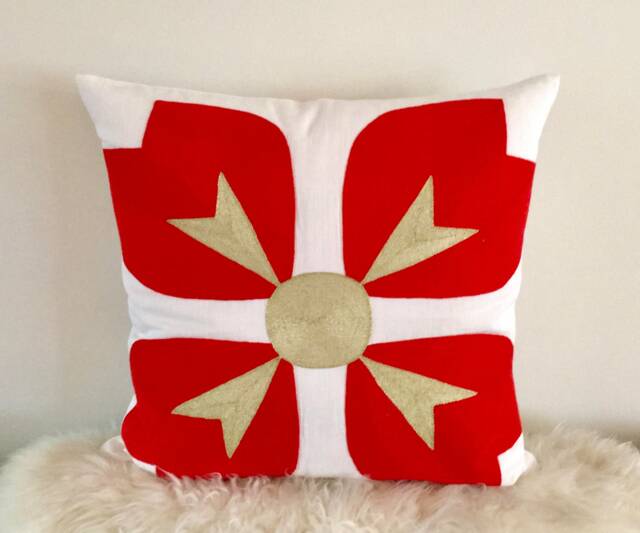 Lou Embroidered Pillow-Persimmon