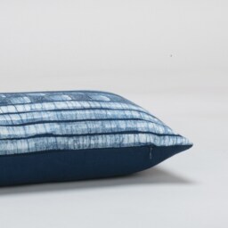 Indigo Batik Lumbar Pillow Cover - Handspun Hmong Fabric, 12x24 - thumbnail 4