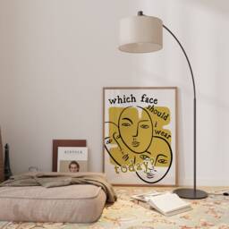 Retro Face Sketch Art Print Mid-Century Modern Yellow Poster - thumbnail 3